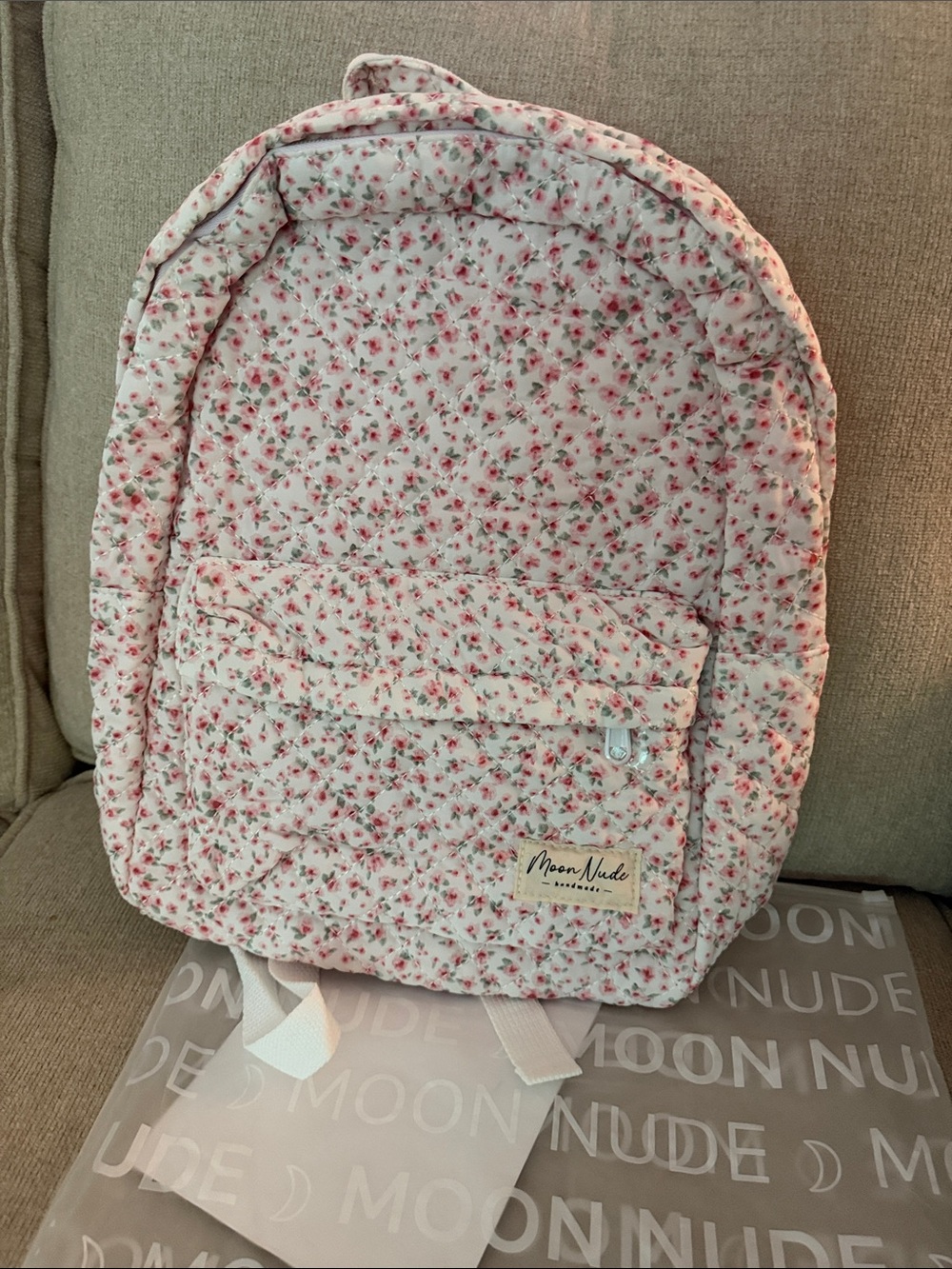 Moon Nude NWT Peony Pink Floral Quilted Backpack